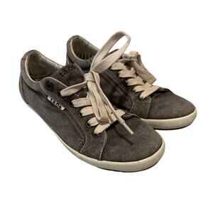 Taos Star Charcoal Wash Canvas Sneakers Tennis Shoes Cream Laces Women’s 8.5